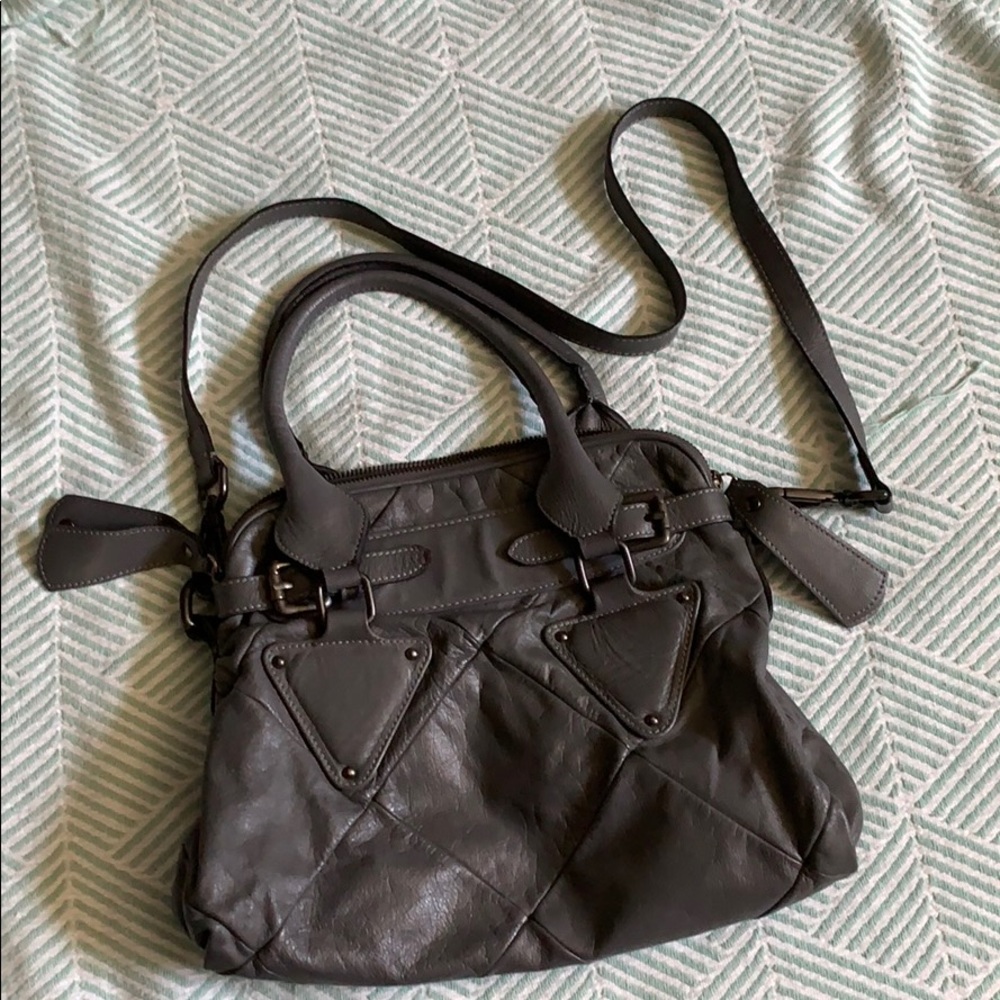 Charcoal Gray Leather Crossbody Purse